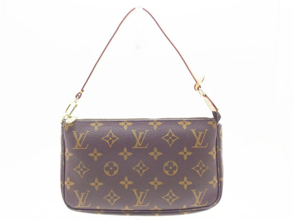 Louis Vuitton Monogram Accessoires Clutch Pochette handle Pouch Bag Brown